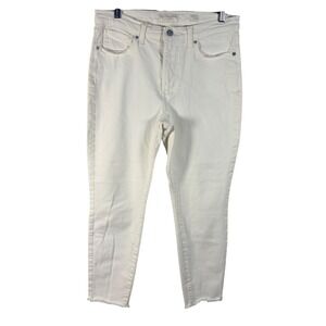 Lucky Brand High Rise Skinny Ankle Jeans Womens 10/30 White Excellent‎ Raw Hem